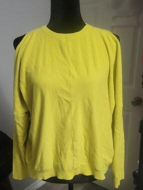 Asos Size 16 Partially Ribbed Doleman Sleeve Cold Shoulder Knit Top